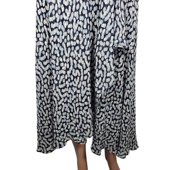 Banana Republic Women's 100% Silk Midi Length Faux Wrap Polka Dot Dress Size 16 - Picture 4 of 12